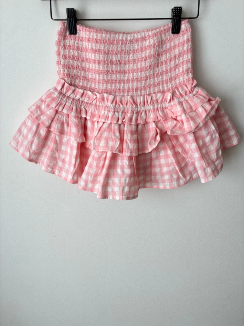 Cake For Dinner Skirt Size XXS Pink White Smocked Ruffle Skirt Mini